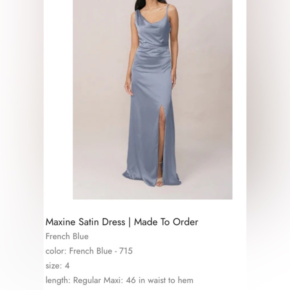 Maxine Satin Dress in Blue - Picture 3 of 4